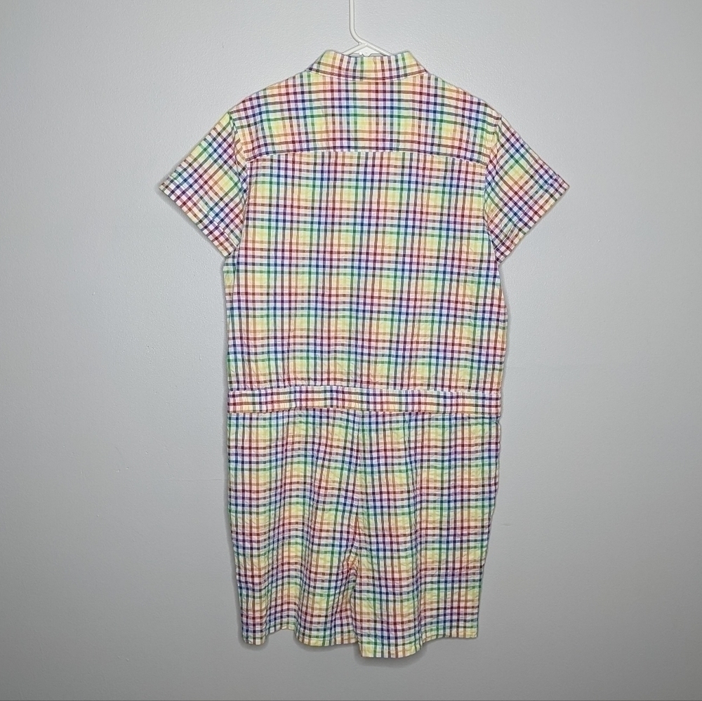 Target Pastel Rainbow Plaid Short-Sleeve Romper - Picture 5 of 9